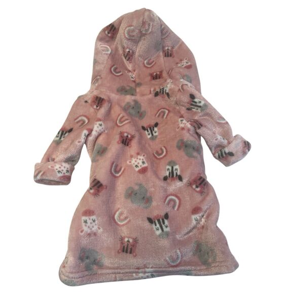 Duck Duck Goose Baby Robe 0-9M Hooded Pink Plush Animal Bath Wrap Giraffe - Picture 3 of 8